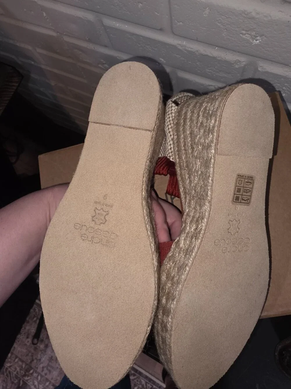 NEW Andre Assous Burnt Orange Canvas Payton Espadrille Wedge Sz 9